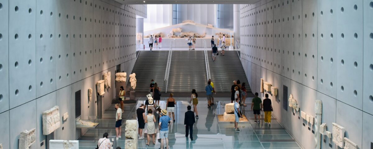 People walking at the Acropolis Museum Halls